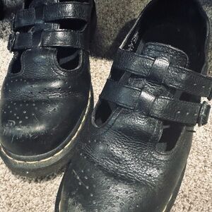 Dr. Martens Black Leather Platform Mary Jane Shoes